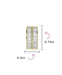 Bling Jewelry Art Deco Style Statement Cz Half Hoop Baguette Earrings Clip On Yellow Gold Plated