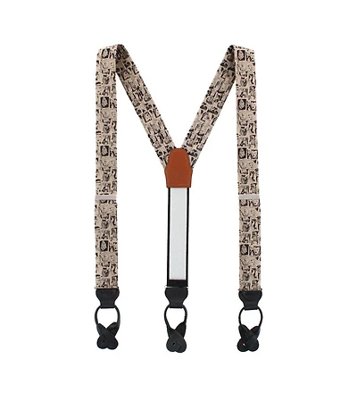 Trafalgar Men's Vintage Comic Art Novelty Silk Button End Suspenders