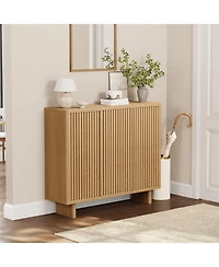 gaomon 46 Inch Shoe Cabinet with Fluted Door 5-Tier Storage Cabinet Rustic Entryway Shoe Bench for Hallway