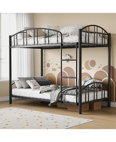 gaomon Metal Bunk Bed Twin Over Twin, Heavy Duty Bunkbeds Frame with Arched Guardrail and Safety Ladder