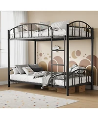 gaomon Metal Bunk Bed Twin Over Twin, Heavy Duty Bunkbeds Frame with Arched Guardrail and Safety Ladder