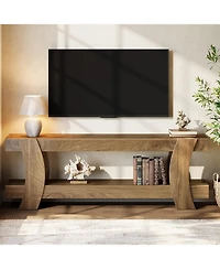 Tribesigns 63" Tv Stand with 2 Open Shelf, Farmhouse Wooden Media Console for 55/60/65/70-Inch Tvs, Modern TV Console Entertainment Center