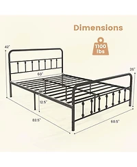 Queen Size Bed Frame with Headboard Under Bed Storage No Box Spring Needed