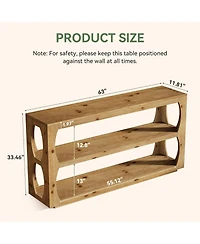 Tribesigns Solid Wood Console Table with 3-Tier Storage, 63" Long Farmhouse Narrow Entryway Table