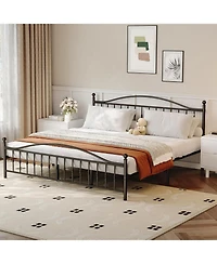 gaomon Size Metal Platform Bed Frame with Victorian Style Wrought Iron-Art Headboard and Footboard, Mattress Foundation