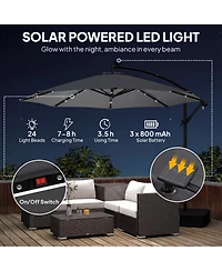 Outsunny 10 ft Offset Cantilever Patio Umbrella w/ Light, Weight