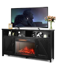 Gymax 59'' Fireplace Tv Stand W/ 25'' 1350W Electric Heater Coffee