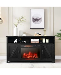 Gymax 59'' Fireplace Tv Stand W/ 25'' 1350W Electric Heater Coffee