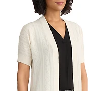Jones New York Petite Open Stitch Short-Sleeve Cardigan