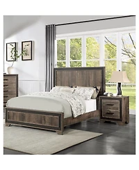 Simplie Fun Oak Finish 1 Piece Nightstand Paper Veneer Bedroom Furniture 2-Drawers Bedside Table