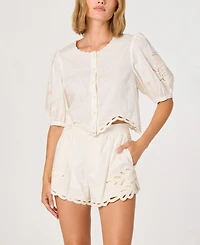 Astr the Label Women's Sleeveless Button-Front Top
