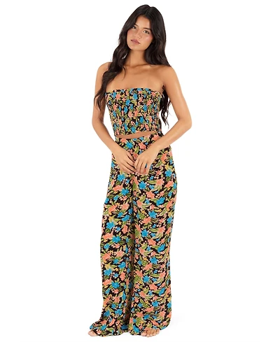 Hurley Women's Miami Garden Smocked Cropped Swim Top
