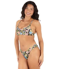 Hurley Womens Reversible Miami Garden Cross Back Bikini Top Moderate Swim Bottoms
