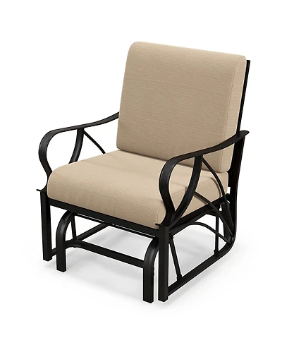 Gymax Patio Glider Chair Outdoor Metal Glider with Seat and Back Cushions Backyard Poolside