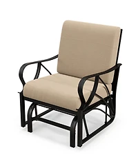 Gymax Patio Glider Chair Outdoor Metal Glider with Seat and Back Cushions Backyard Poolside
