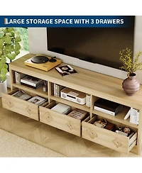 gaomon 70in Tv Stand for TVs Up to 85", Mid Century Modern Entertainment Center with Storage Engraving Drawer and Open Shelves