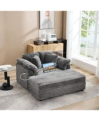 gaomon Oversized Chaise Lounge Chair Indoor Upholstered Sofa Bed with Throw Pillows and Armrests Comfy Corduroy Sleeper Couch