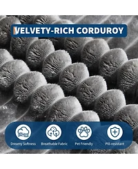 gaomon Oversized Chaise Lounge Chair Indoor Upholstered Sofa Bed with Throw Pillows and Armrests Comfy Corduroy Sleeper Couch