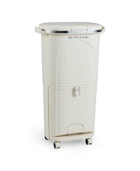 Costway 10 Gallon Kitchen Trash Can with Lid, 2 Removable Buckets, Step Pedal & Wheels