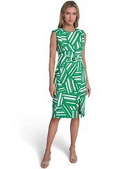 Calvin Klein Women's Printed Crew Neck Sheath Dress