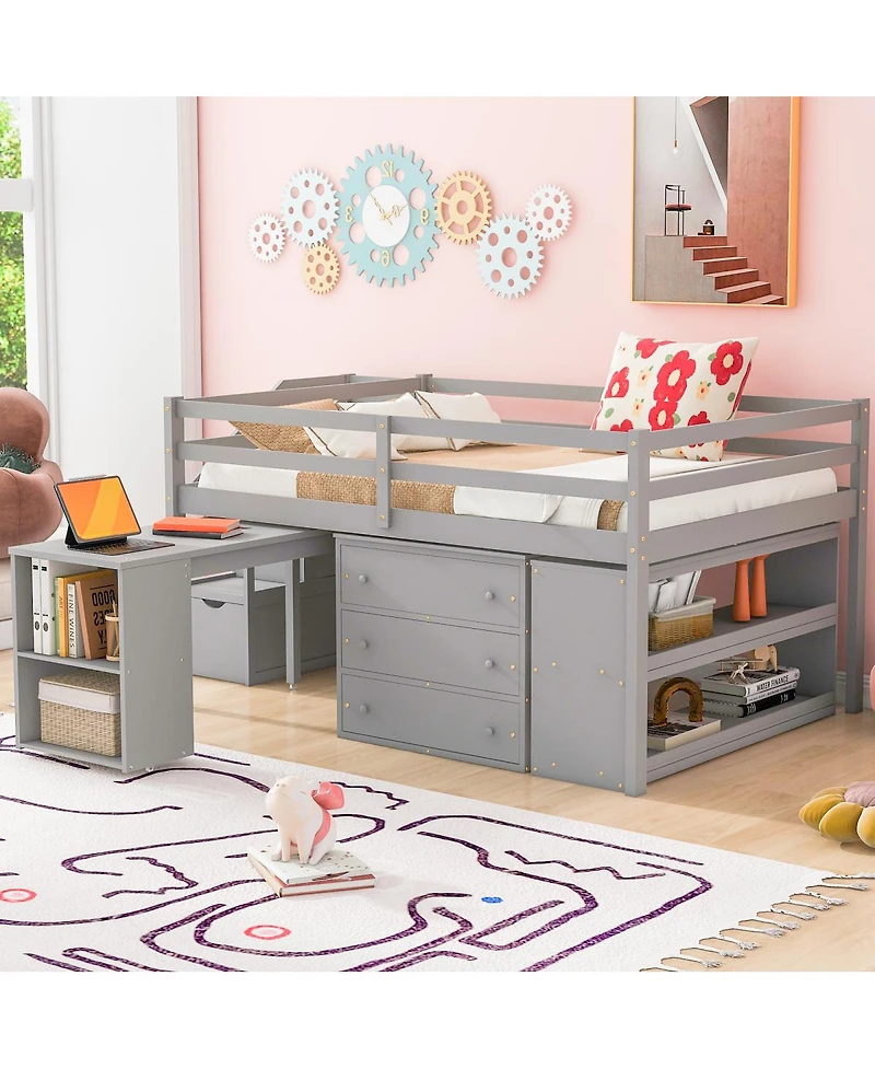Streamdale Furniture Full Size Loft Bed with Desk