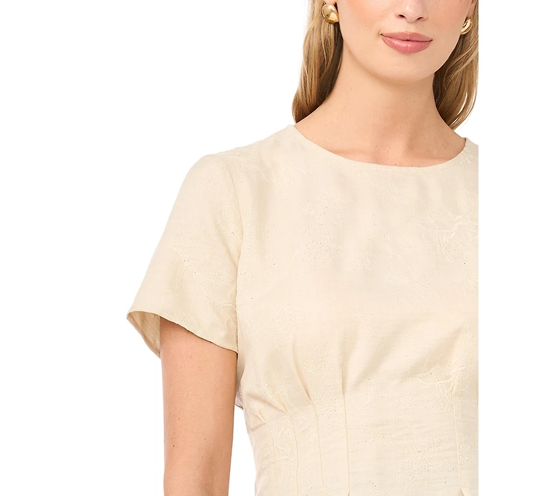 Vince Camuto Women's Short-Sleeve Pleated-Waist Blouse
