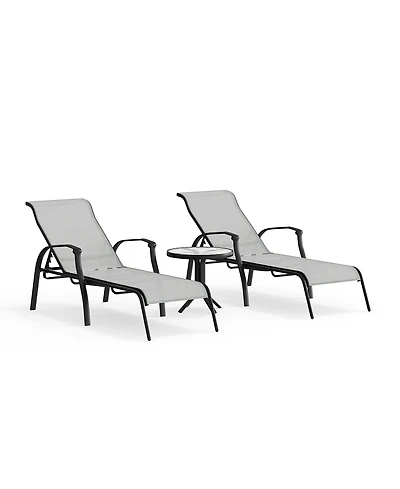 Oasis Outdoor 3-Pc. Chaise Set (2 Chaise Lounge Chairs + 1 End Table), Created for Macy's
