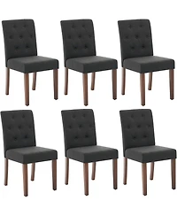 gaomon Parsons Button Tufted Dining Chairs Set of 6, Upholstered Fabric Chairs with Wood Legs