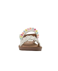 Bebe Little Girls Girl's Fashion Sandals Woven Vamp Style with Beads and Logo Charm