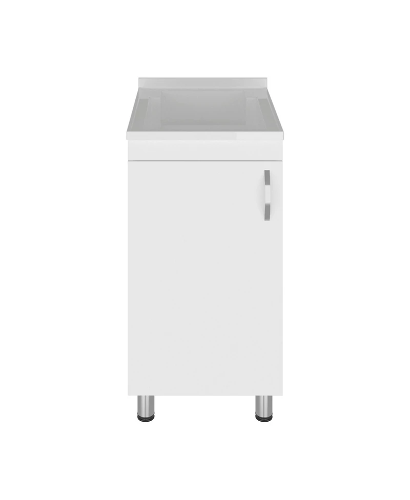 Fm Furniture Slee Compact Utility Sink Cabinet with Storage and Metal Legs for Laundry Room