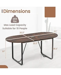 71 Inches Executive Table, Oval Home Office Table with Cable Management Hole