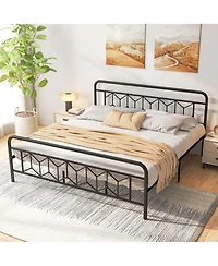 King Size Bed Frame Mattress Foundation with Headboard 12.5" Under-bed Storage
