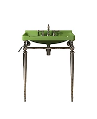 Sillysis 28" Bathroom Console Sink with Ceramic Vanity, Wall Mounted Basin & Stainless Steel Legs
