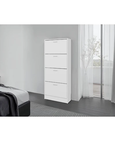 Fm Furniture Inola Vertical Shoe Cabinet with Doors for Home Organization,