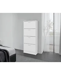 Fm Furniture Inola Vertical Shoe Cabinet with Doors for Home Organization,