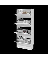 Fm Furniture Inola Vertical Shoe Cabinet with Doors for Home Organization,