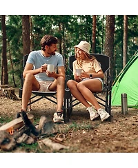 Outdoor Rocker Camping Chair for Adults with Dual Springs Padded Back