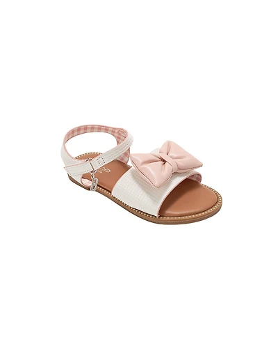 Bebe Little Girls Girl's Fashion Sandals – Dressy Shoes with Puffy Bow Accent and Hanging Charm