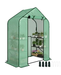 Outsunny house for Outdoors, 6 Shelves with Pe Cover,