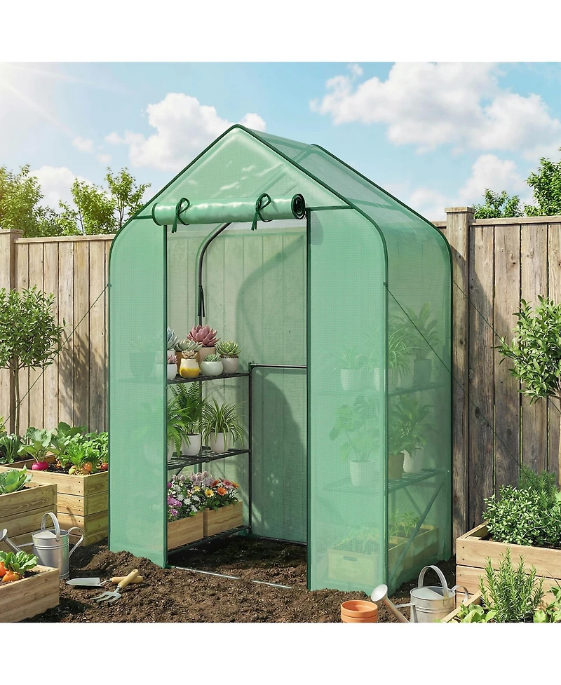 Outsunny house for Outdoors, 6 Shelves with Pe Cover,