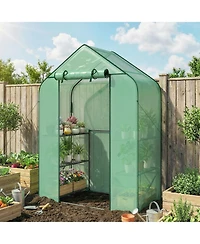 Outsunny house for Outdoors, 6 Shelves with Pe Cover,