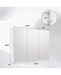 36" Wide Wall Mount Mirrored Bathroom Medicine Cabinet Organizer Mirror Door