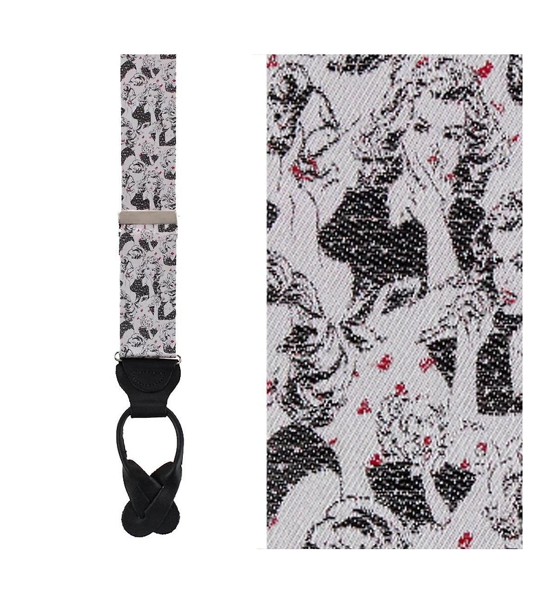 Trafalgar Men's Vintage Vixen Novelty Silk Button End Suspenders