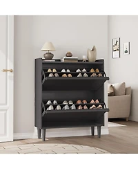 gaomon Shoe Cabinet with 2 Flip Drawers, Narrow Shoe Storage Cabinet with Adjustable Shelves and Hidden Handle