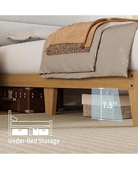 gaomon King Boucle Bed Frame, Frame with Rgb Led Light & Charging Station