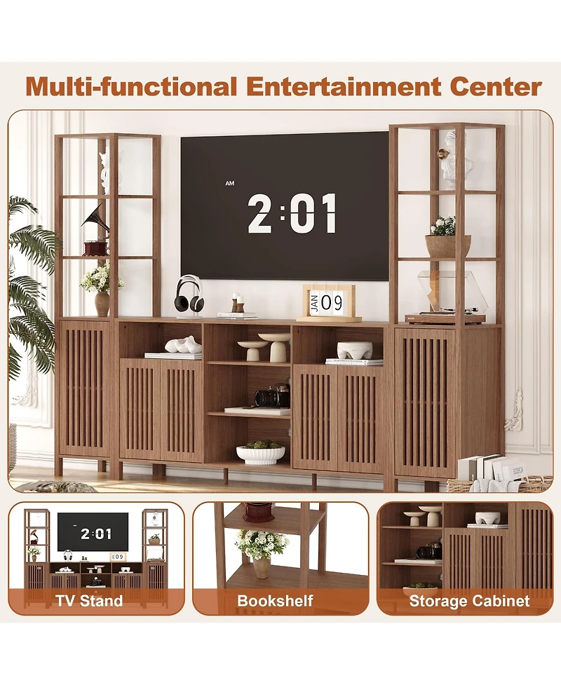 gaomon Large Tv Stand with Set of 2 Bookcases