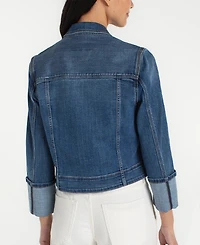 Liverpool Los Angeles Petite Bracelet-Length High-Cuff Trucker Jacket