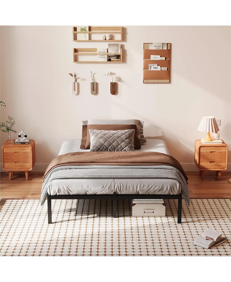 gaomon Bed Frame, 14" Metal Platform Bed Frame, Heavy Duty Metal Bed Frame with Iron Slat Support, Under-Bed Storage, 800 Lbs Weight Capacity
