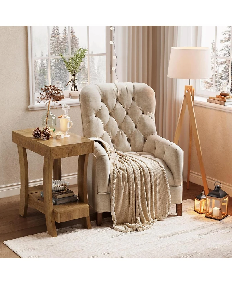 Tribesigns 2-Tier Rectangular End Table, Narrow Side Table, Small Night Stand for Bedroom, Living Room, Small Spaces