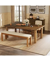 Tribesigns Solid Wood Dining Table for 6, 63-Inch Wooden Kitchen Table with Strong Legs, Farmhouse Rectangle Dinner Table